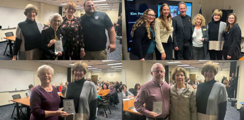 four photos of the winners receiving their 2024 Legacy Awards